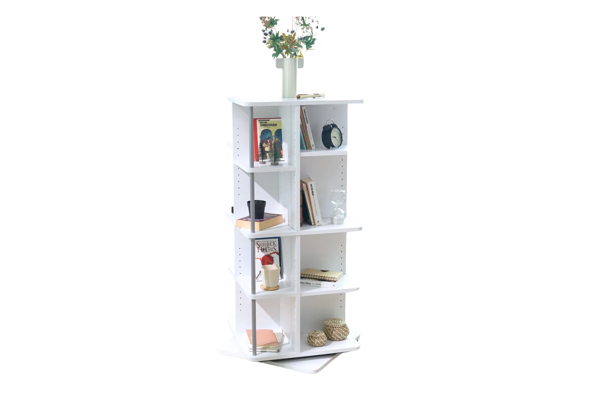 Astrum 4 Tier Rotating Mechanism Bookcase - White