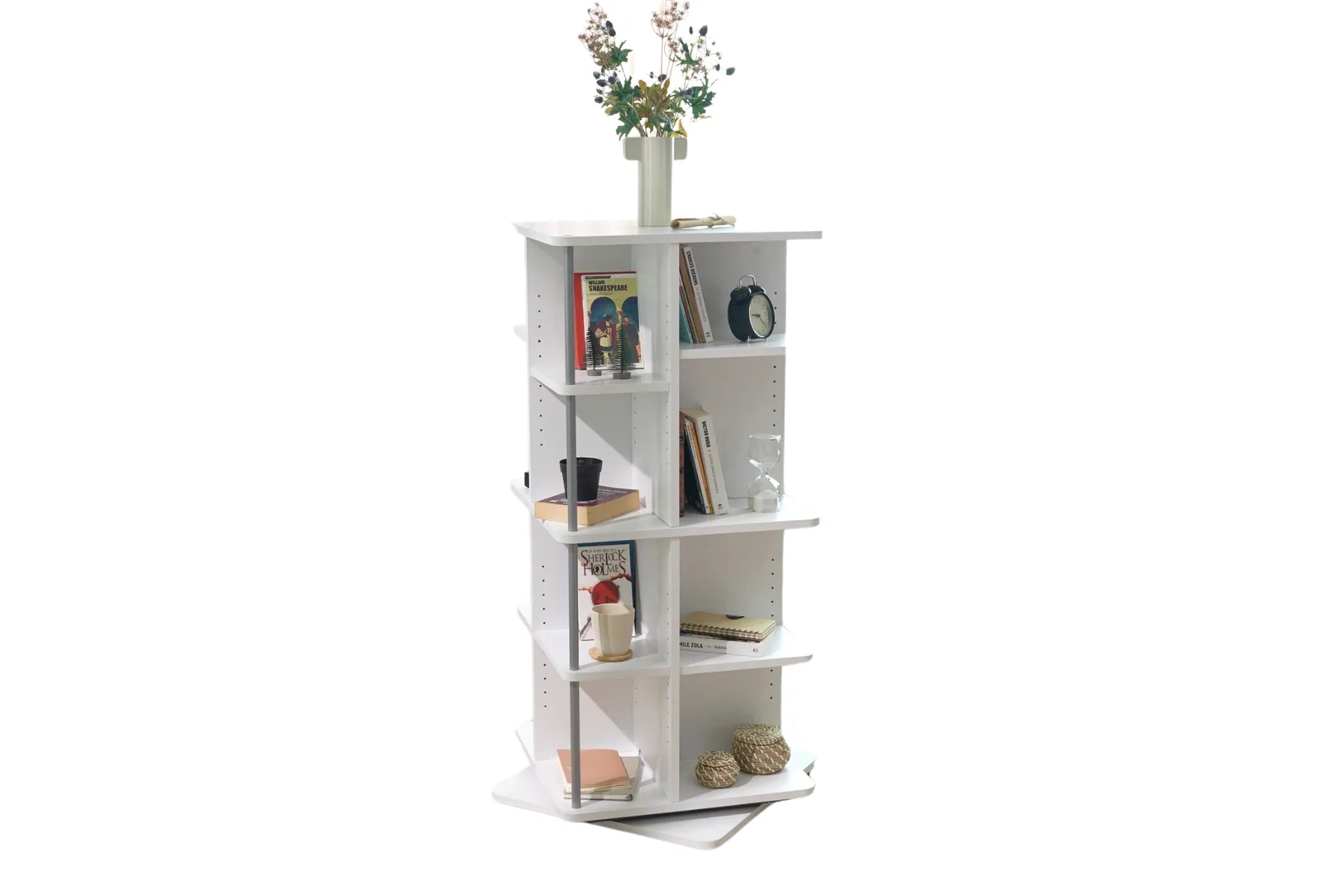 Astrum 4 Tier Rotating Mechanism Bookcase - Ecru