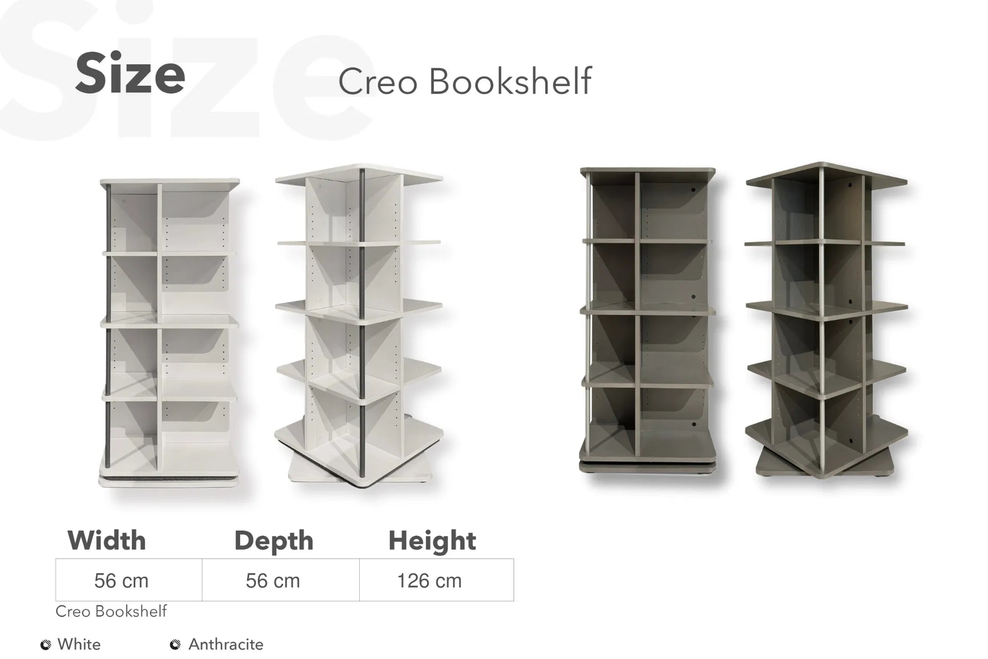 Astrum 4 Tier Rotating Mechanism Bookcase - Anthracite