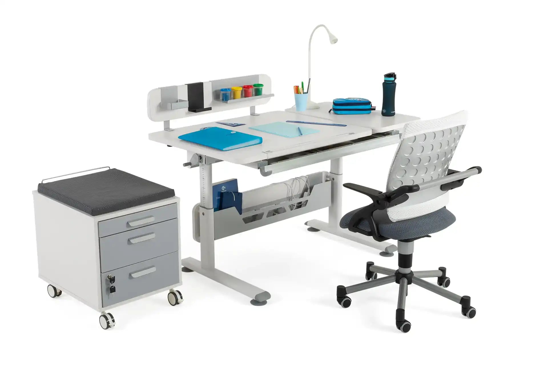 Vega Deluxe Desk Set - White / Gray