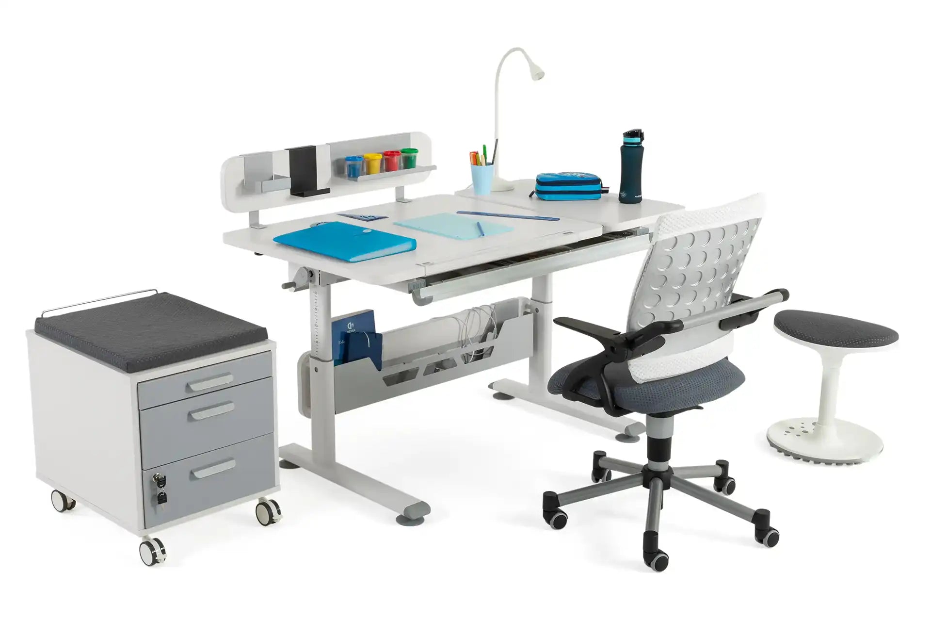 Vega Premium Desk Set - White / Gray