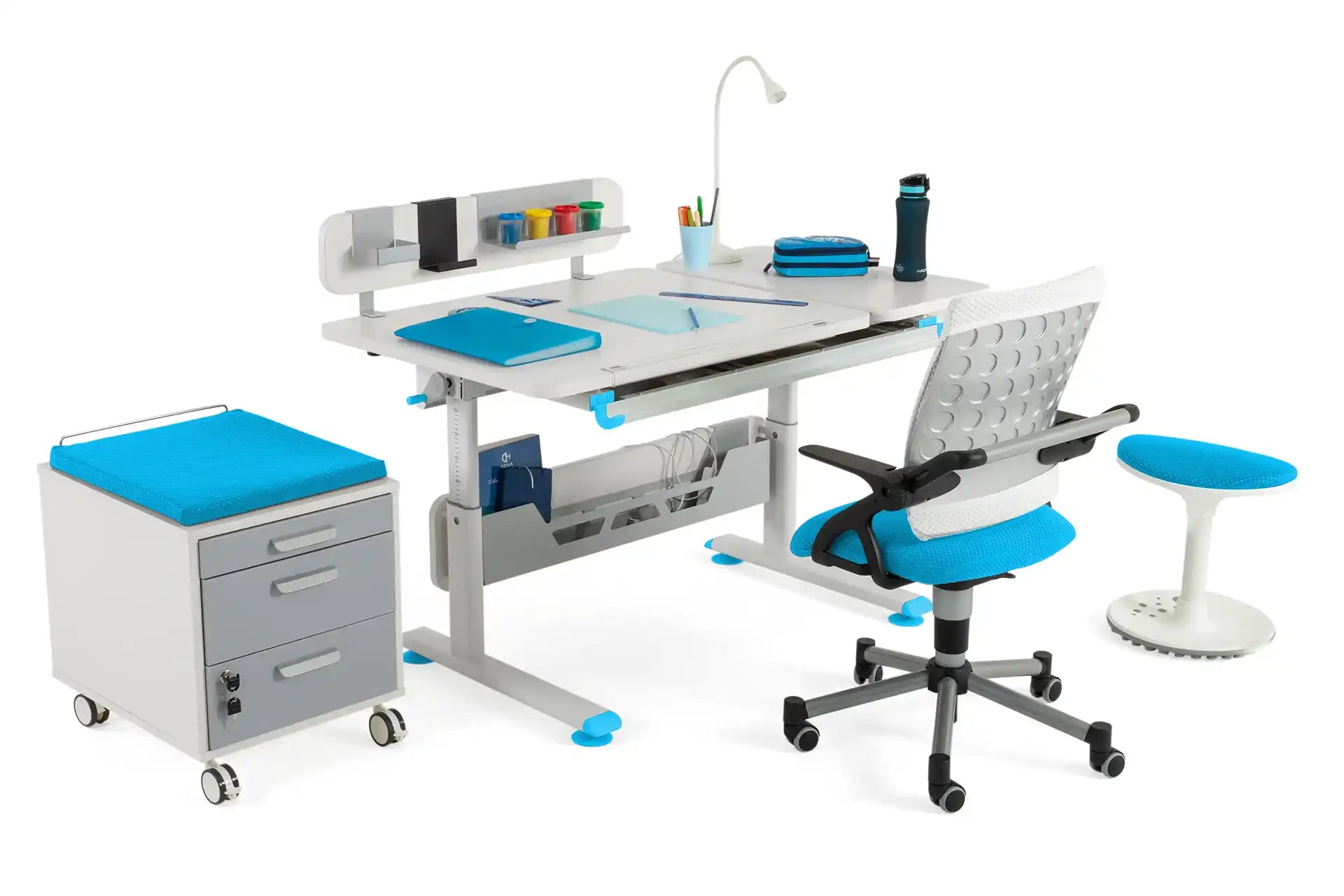 Vega Premium Desk Set - White / Blue