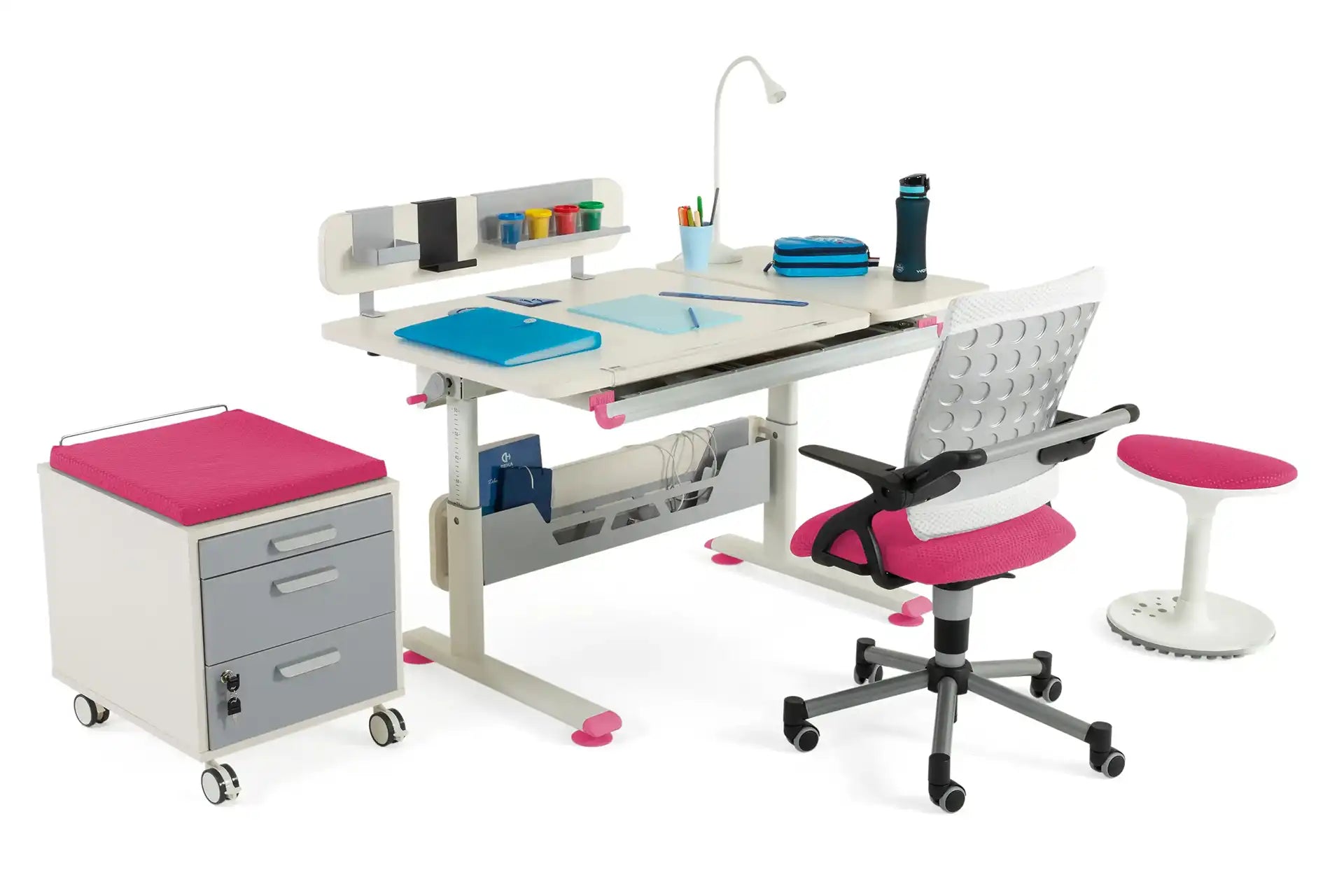 Vega Premium Desk Set - Ecru / Fuchsia