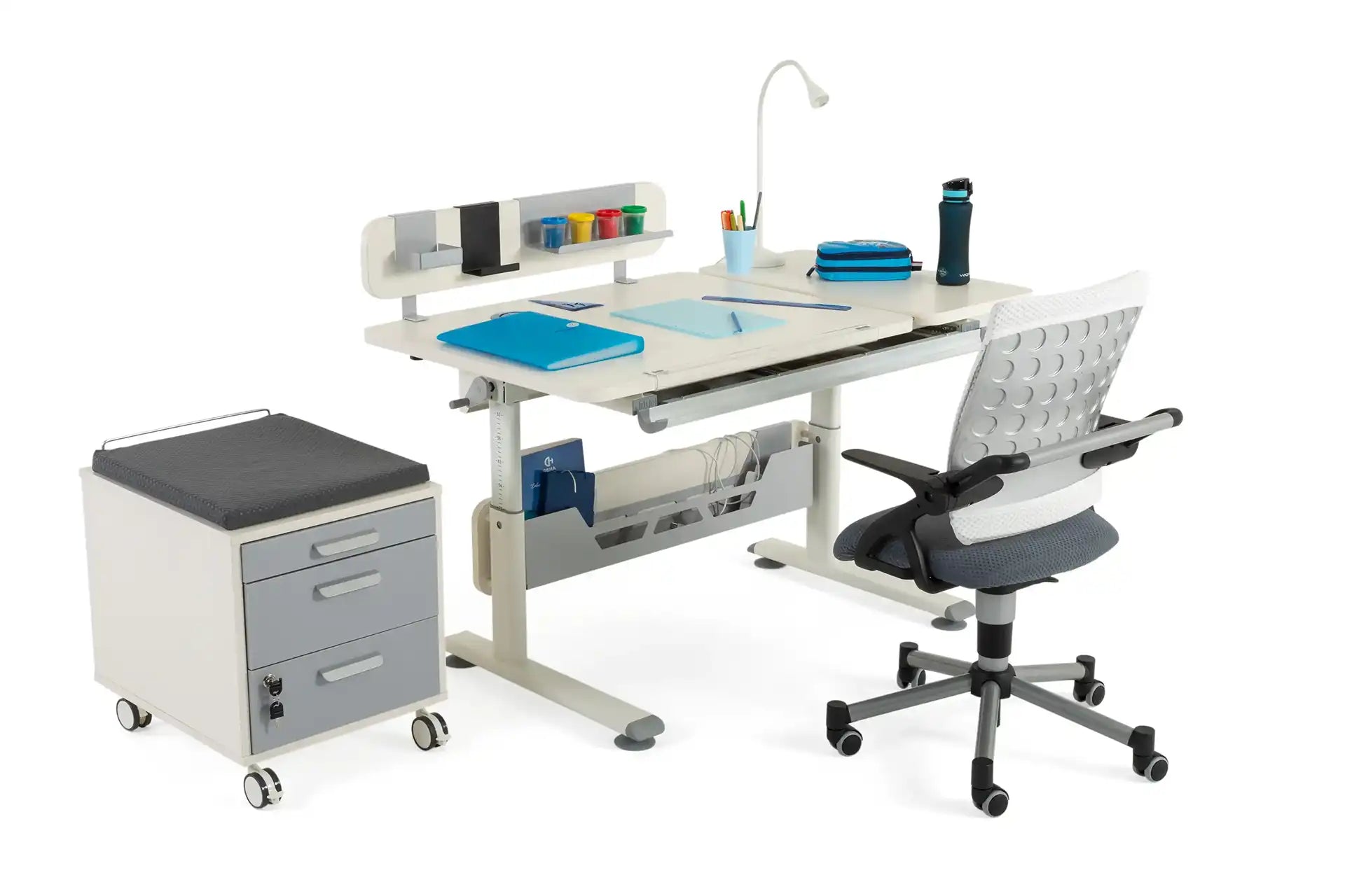 Vega Deluxe Desk Set - Ecru / Gray