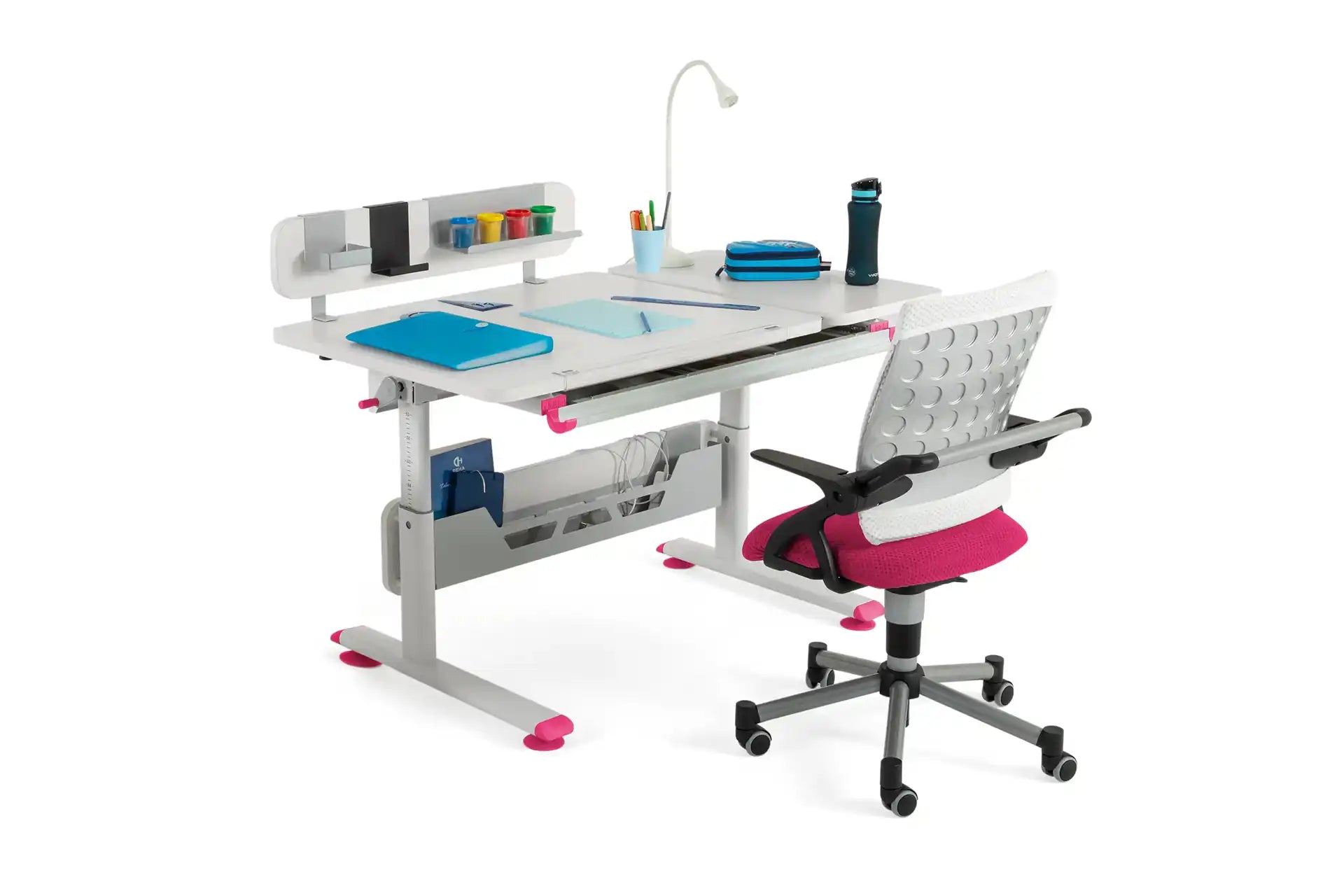 Vega Advanced Desk Set - White / Fuchsia