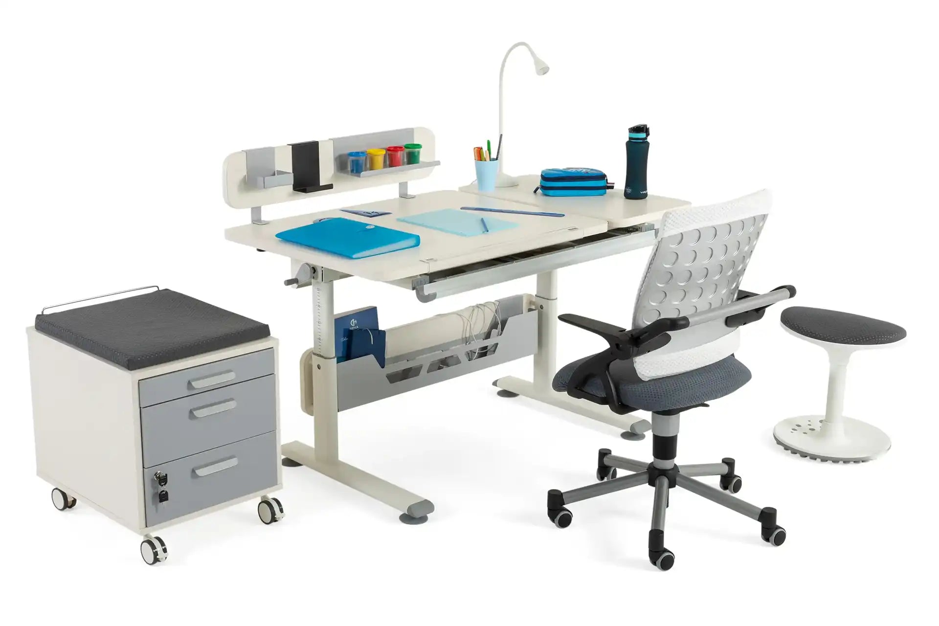 Vega Premium Desk Set - Ecru / Gray