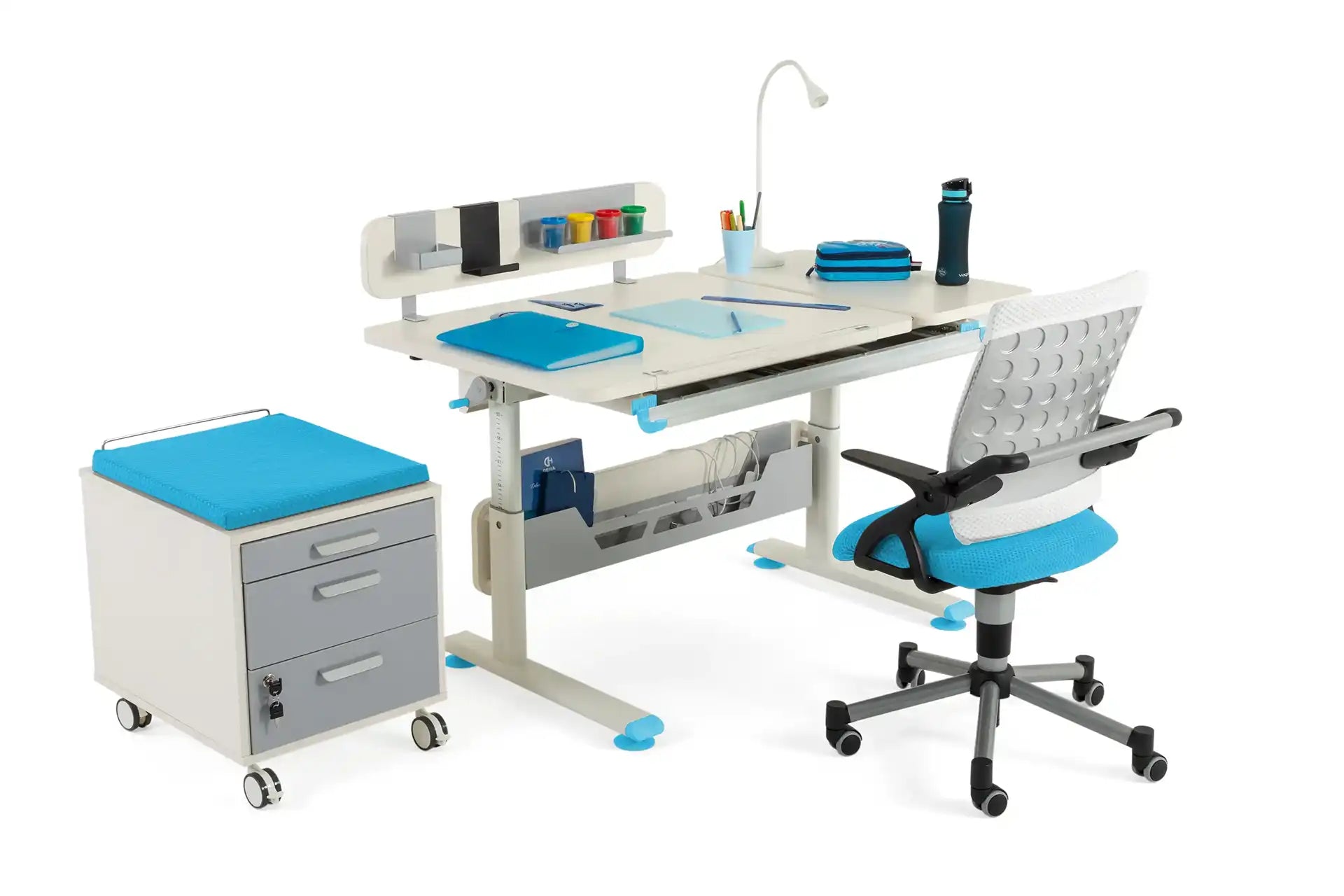 Vega Deluxe Desk Set - Ecru / Blue
