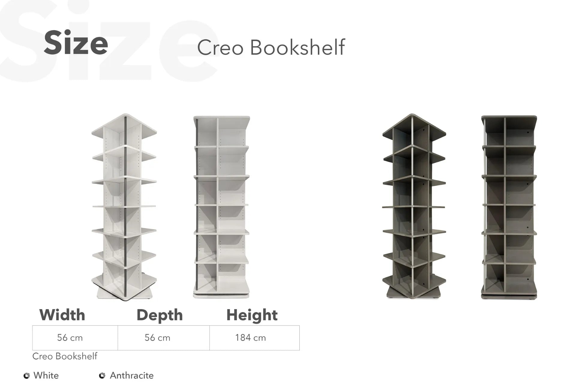 Astrum 6 Tier Rotating Mechanism Bookcase - White