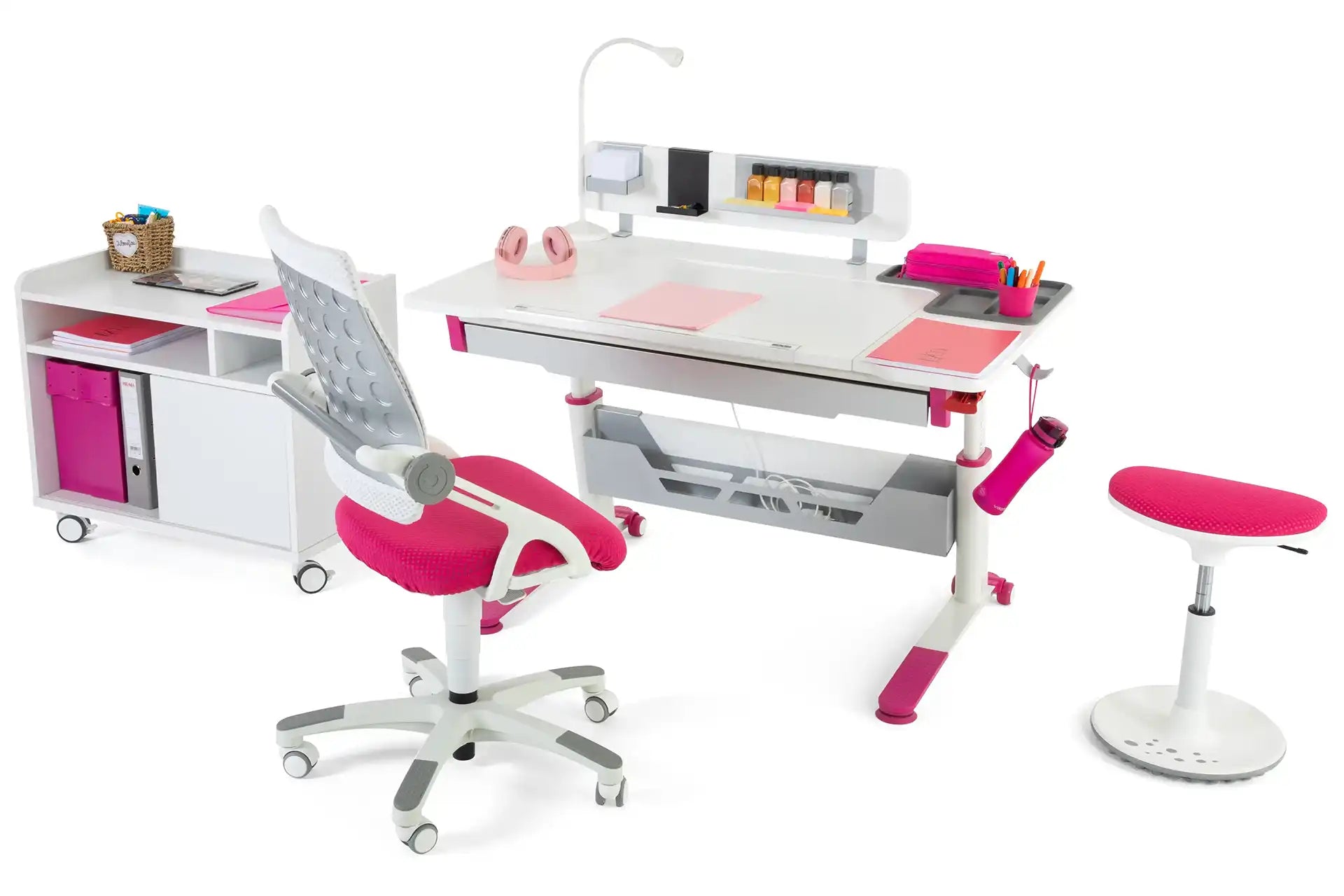 Sirius Premium Plus Desk Set - White / Fuchsia