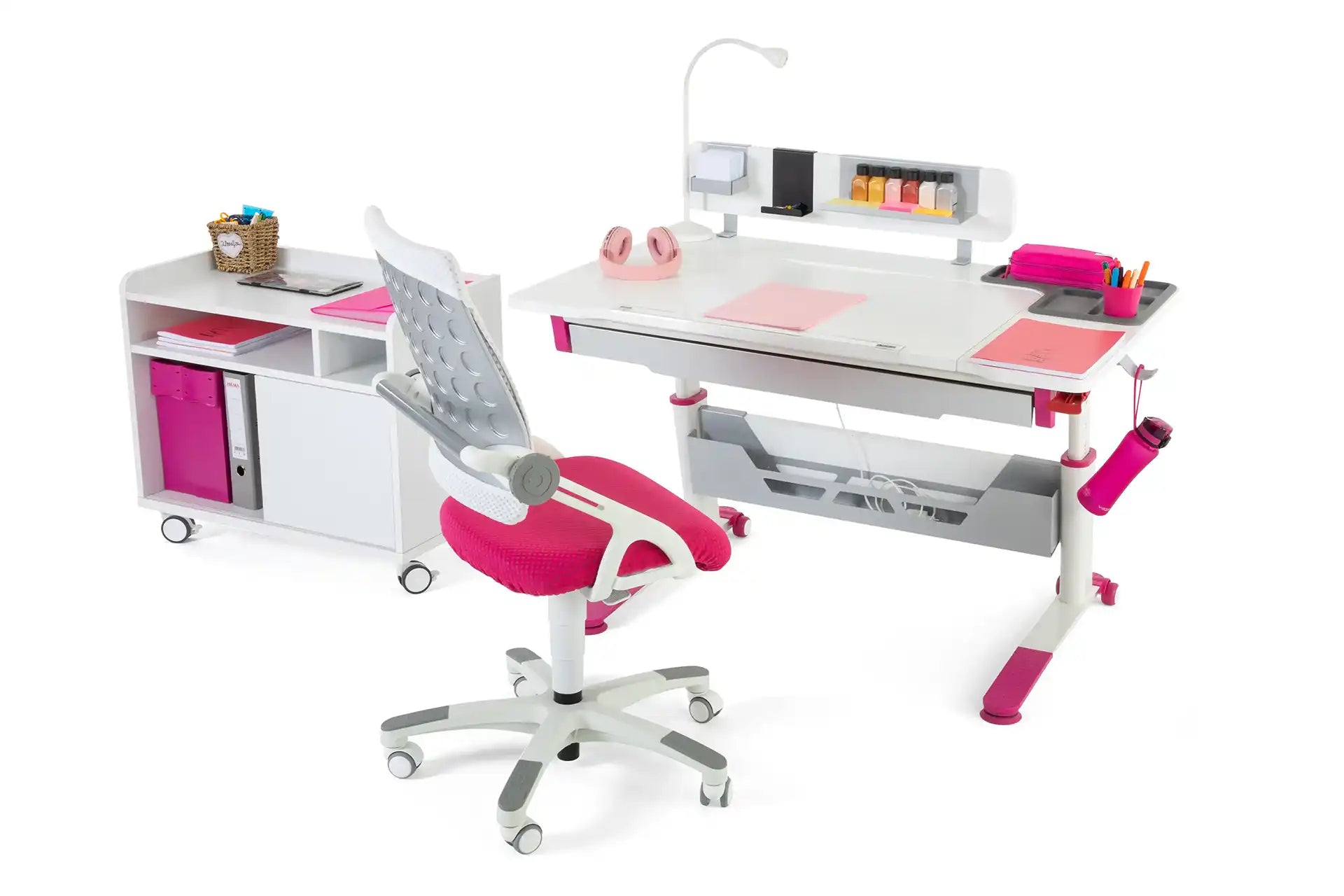 Sirius Deluxe Plus Desk Set - White / Fuchsia