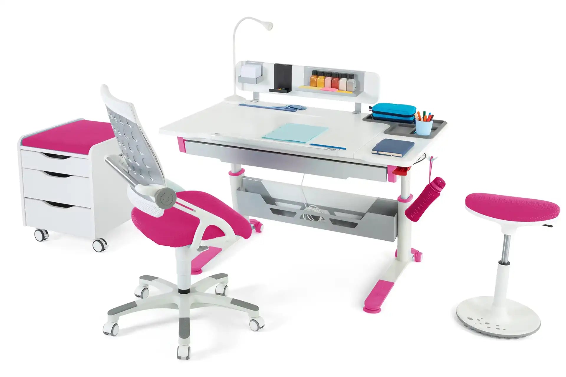 Sirius Premium Desk Set - White / Fuchsia