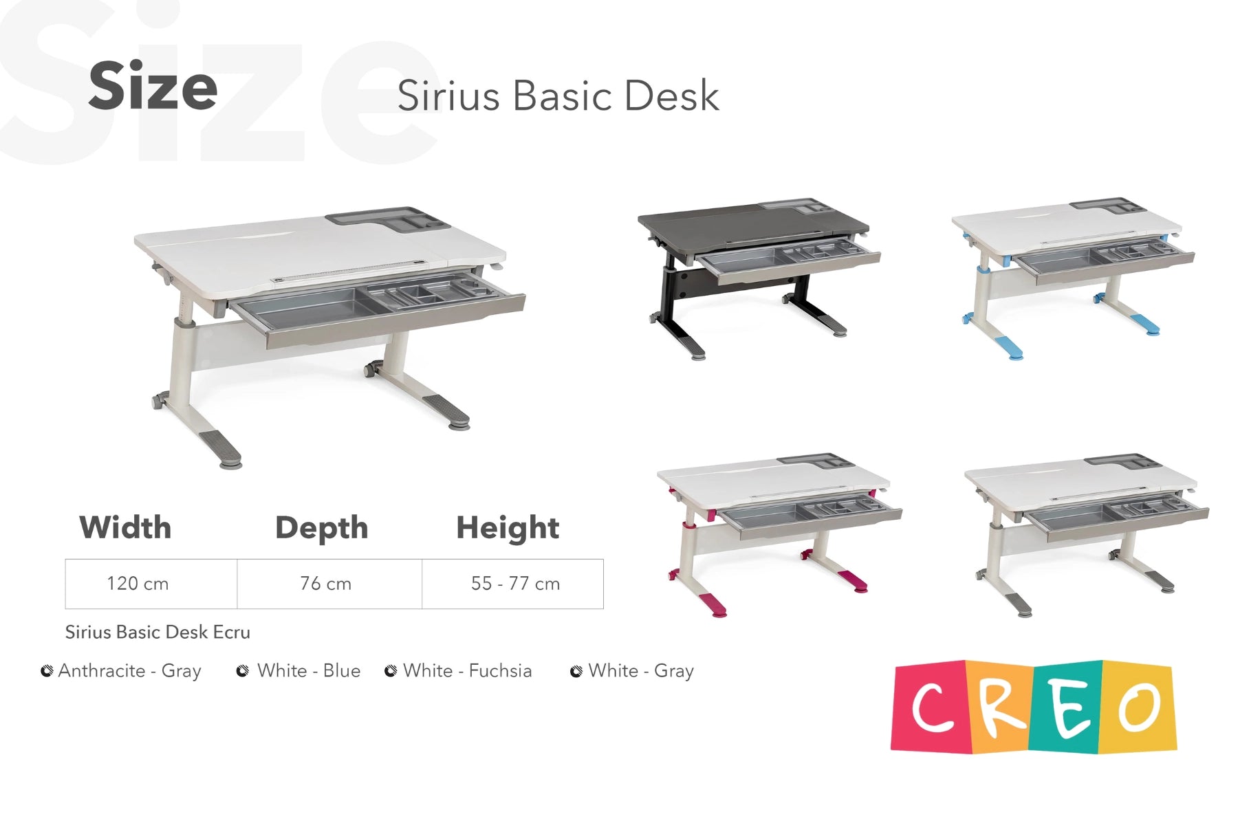 Sirius Basic Desk - White / Gray