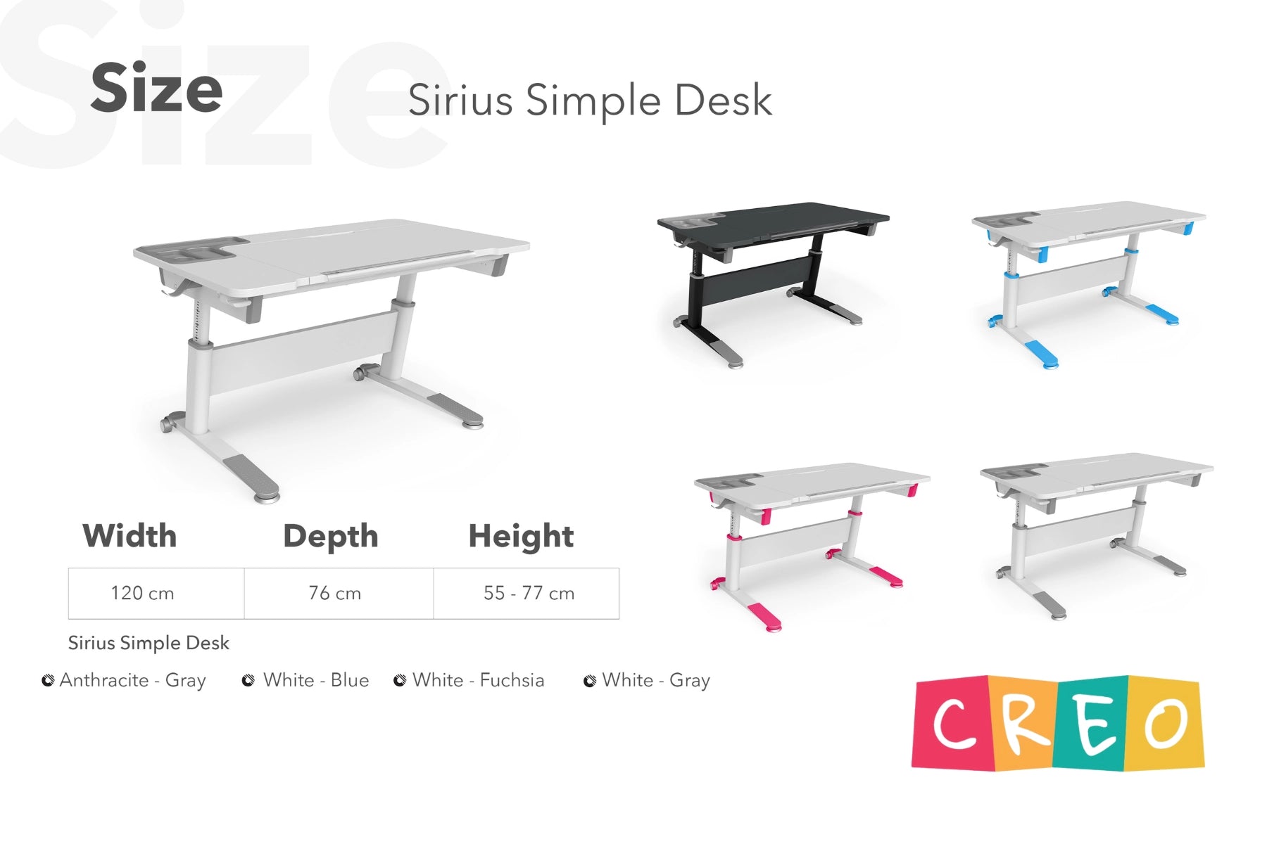 Sirius Simple Desk - White / Fuchsia