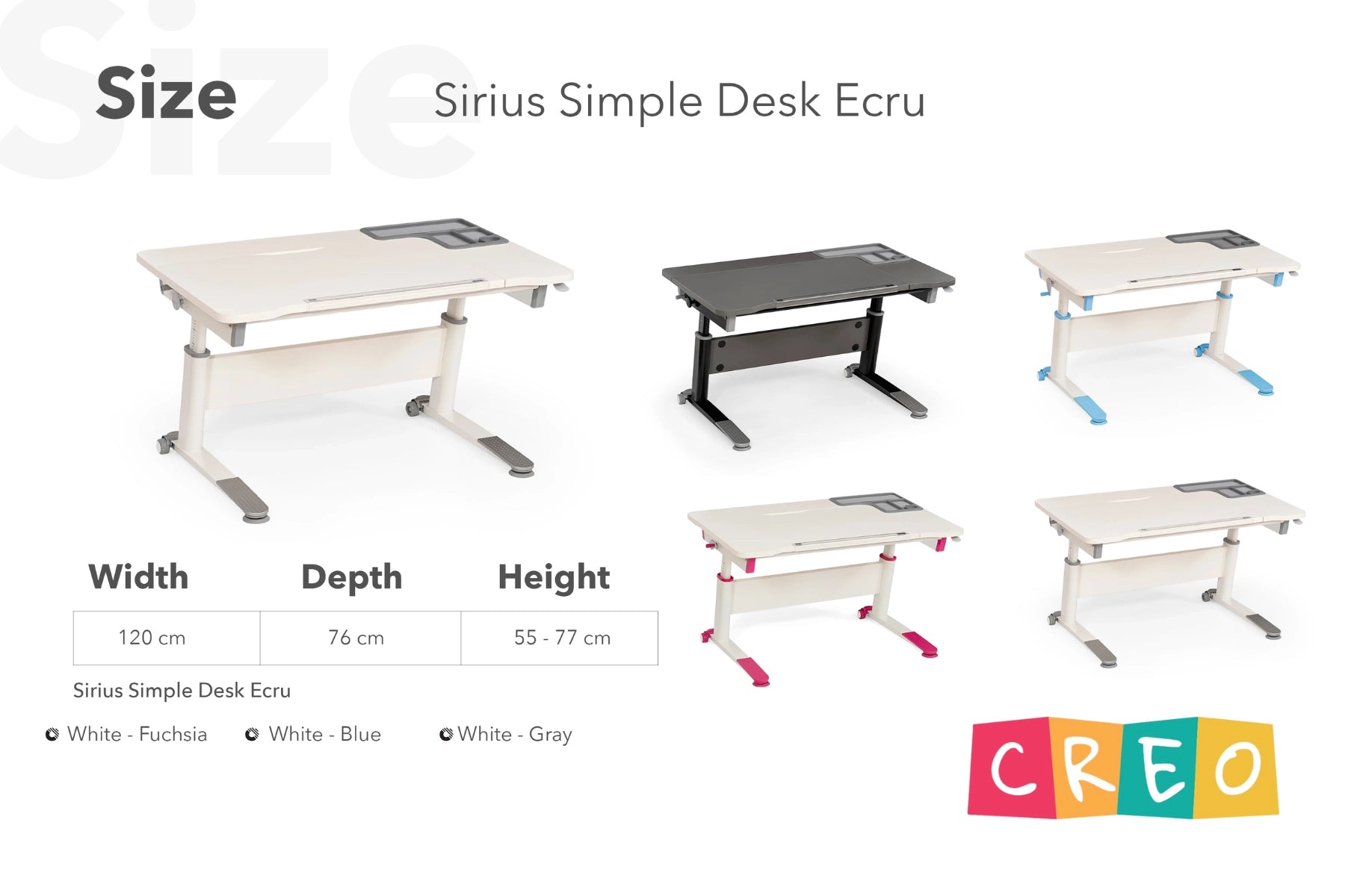 Sirius Simple Desk - Ecru / Gray
