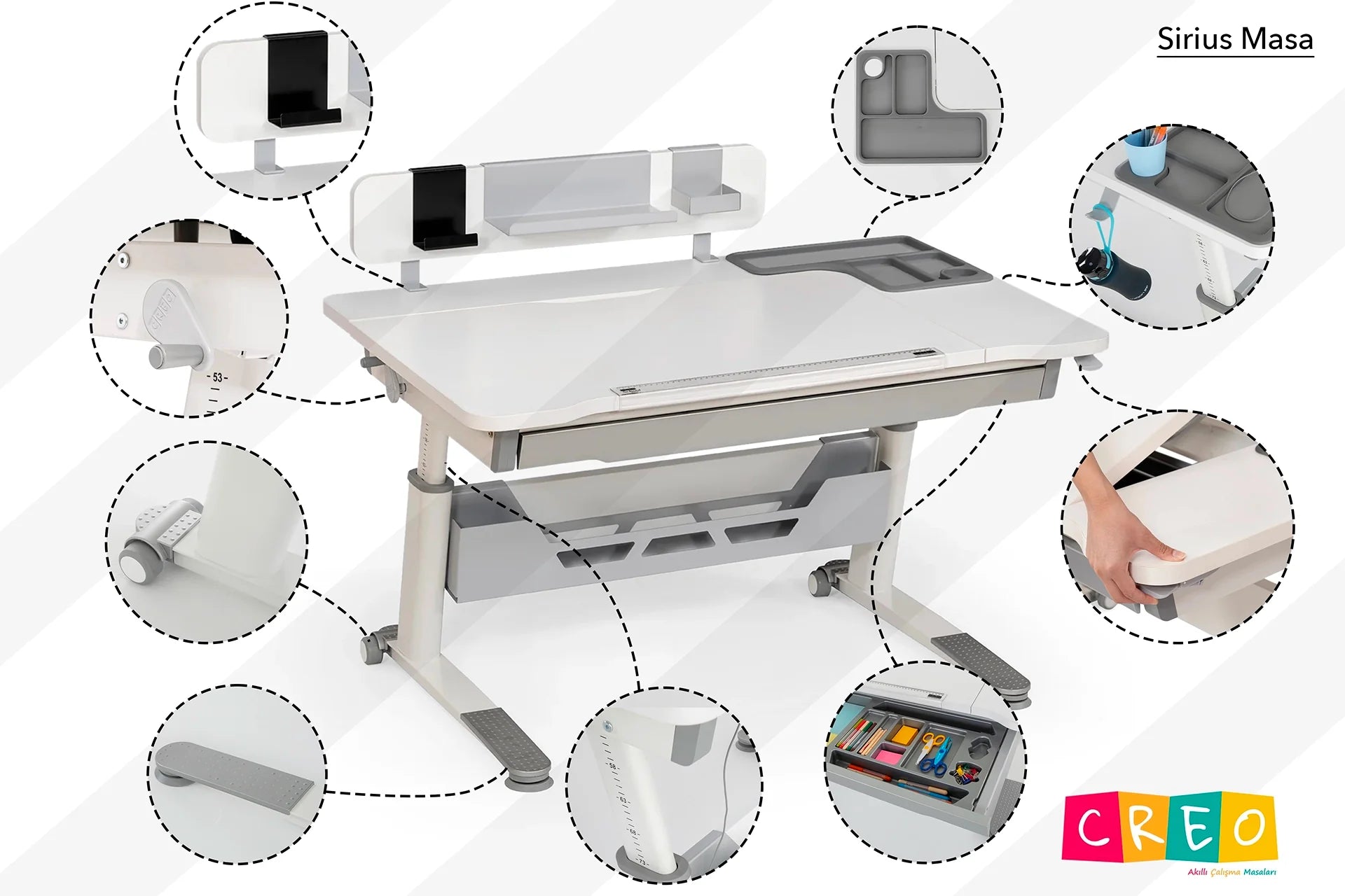 Sirius Premium Plus Desk Set - White / Gray