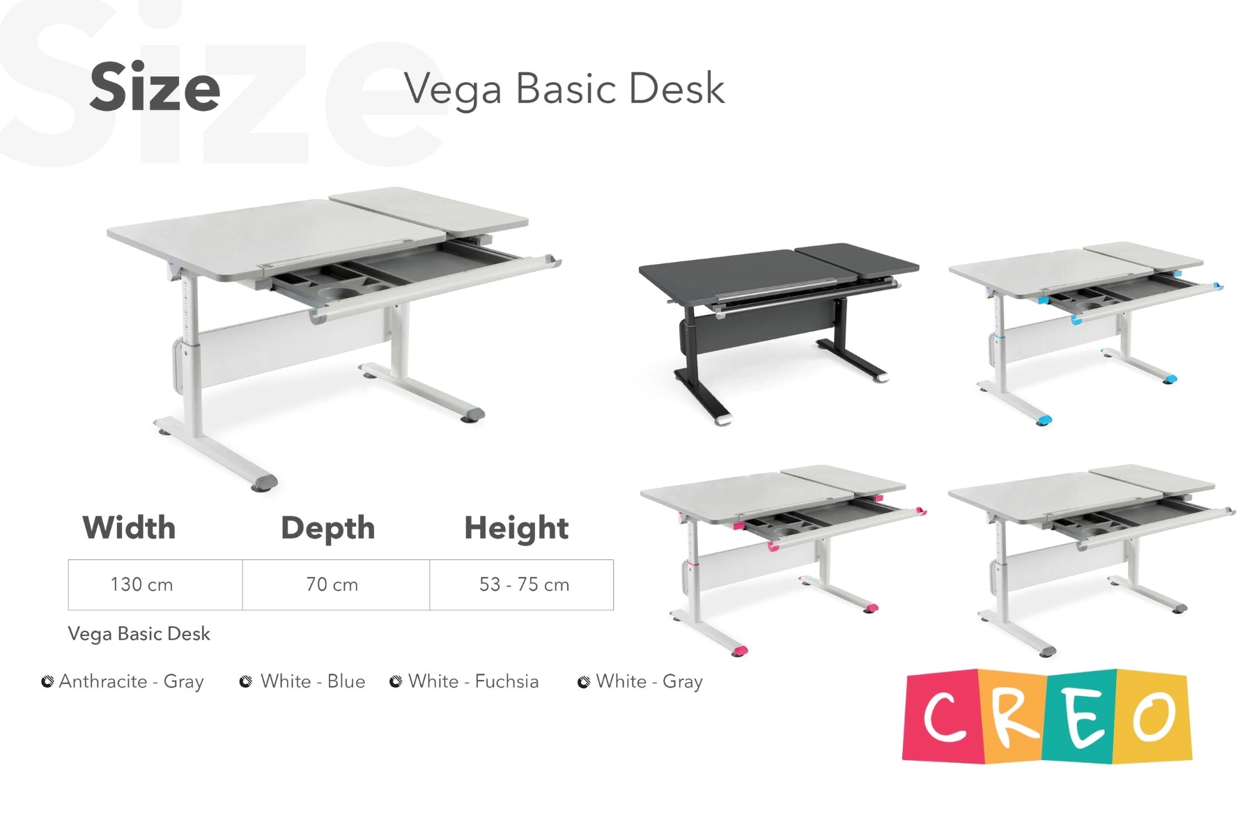 Vega Basic Desk - White / Fuchsia