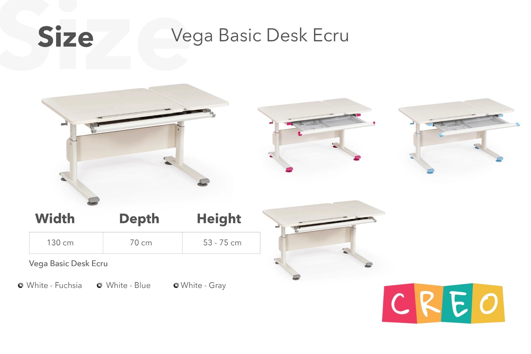Vega Basic Desk - Ecru / Blue