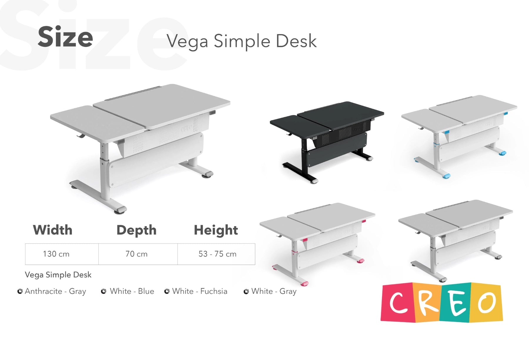Vega Simple Desk - White / Gray