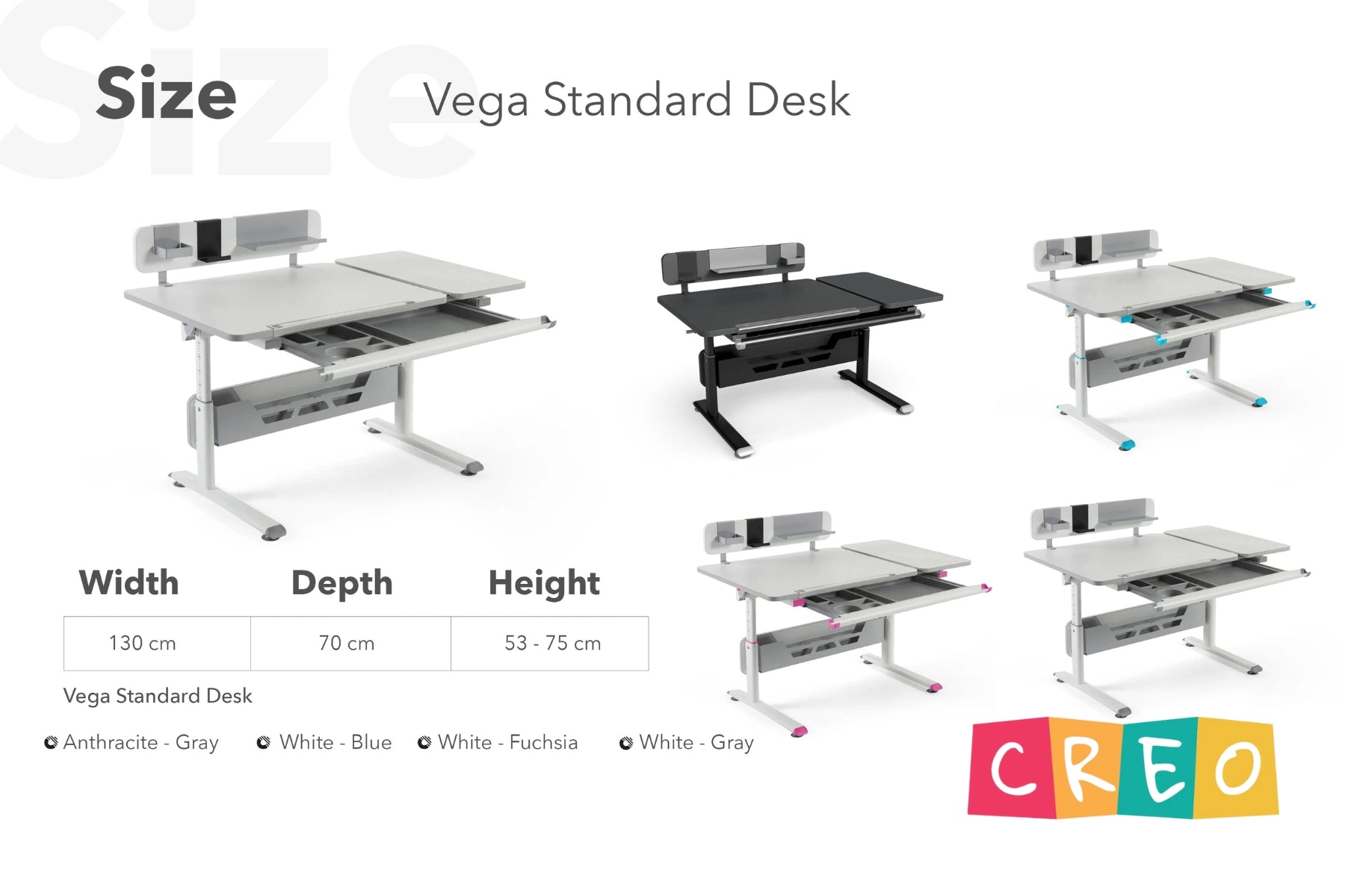 Vega Standard Desk - White / Blue