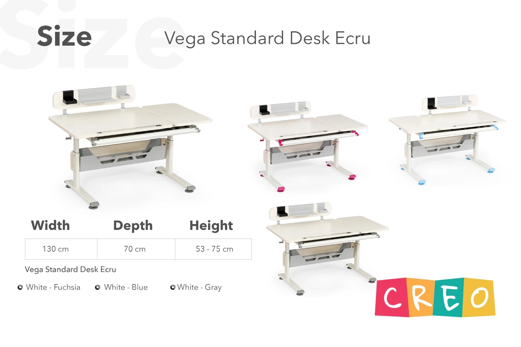 Vega Standard Desk - Ecru / Gray