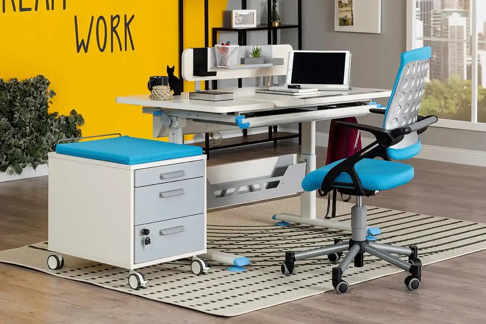 Vega Premium Desk Set - White / Blue