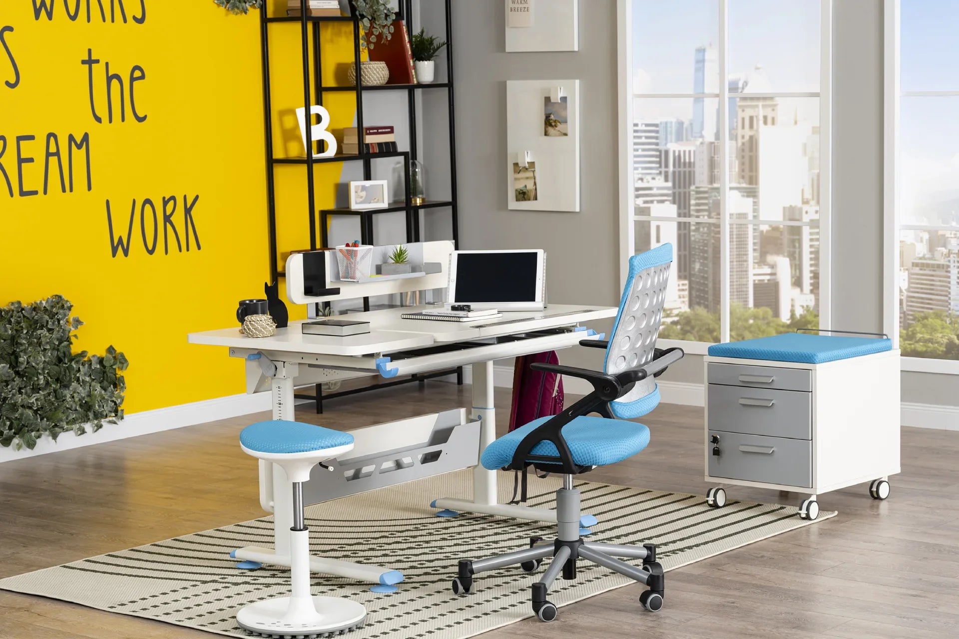 Vega Premium Desk Set - Ecru / Blue
