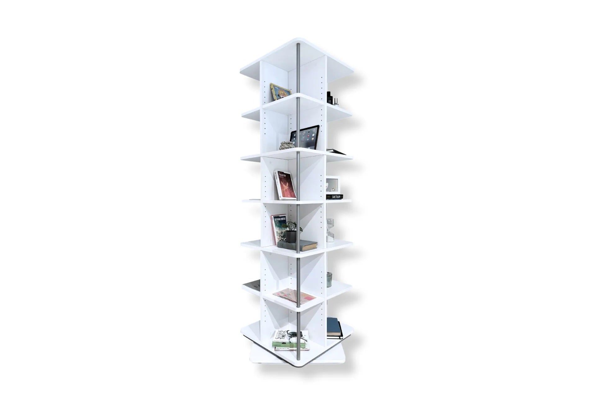 Astrum 6 Tier Rotating Mechanism Bookcase - White