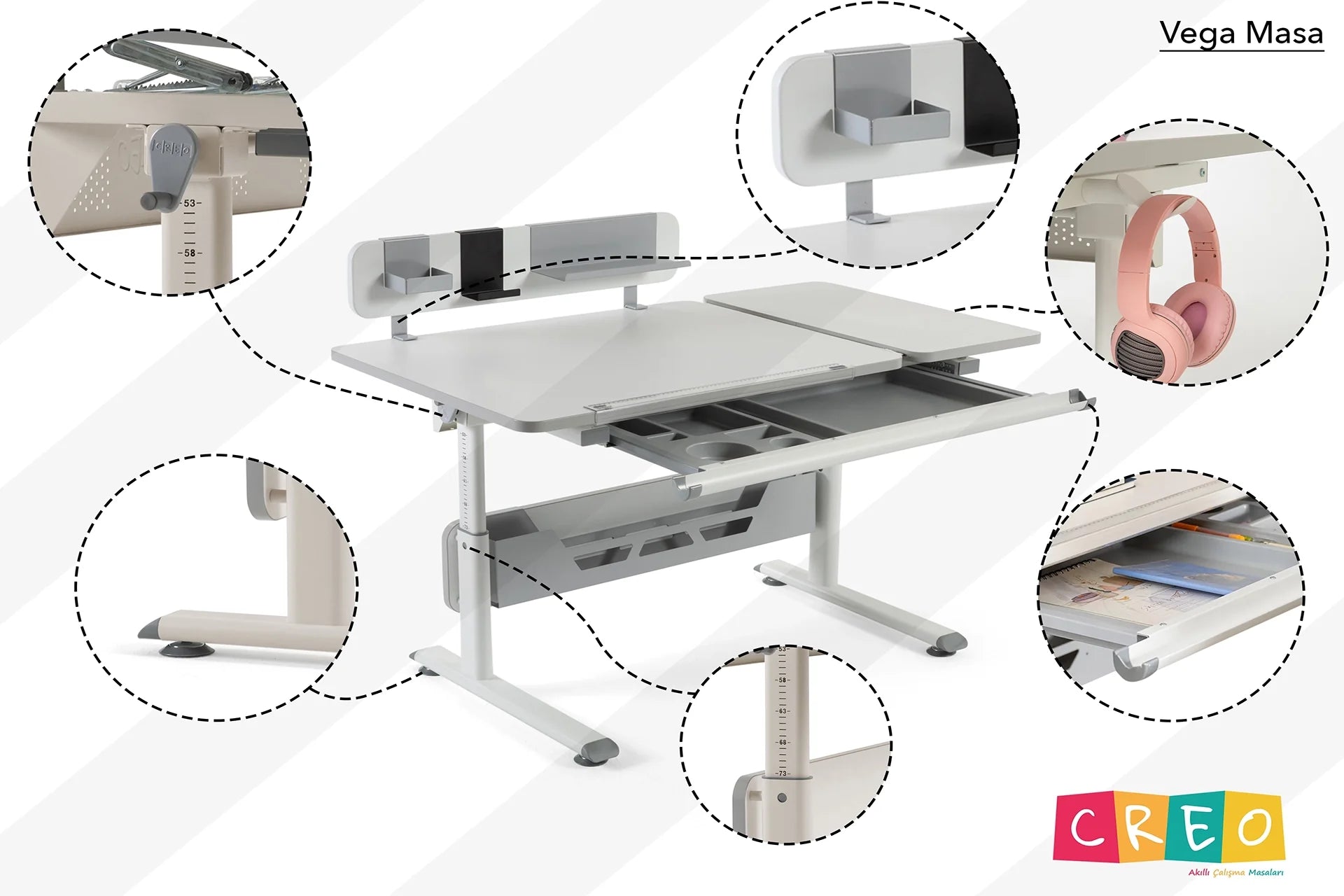 Vega Advanced Desk Set - White / Gray
